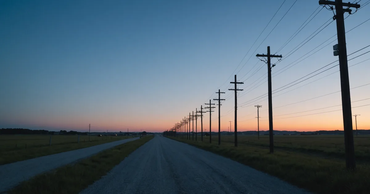 Medium-voltage feeder lines at blue hour