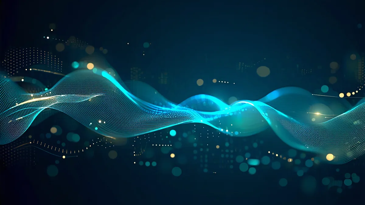 Abstract data flow visualization representing continuous dispatch signal streams